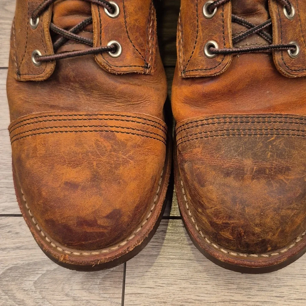 RED WING Iron Ranger 8085 Copper Brown Leather Sz 10.5 D Mens Lace Up Work Boots